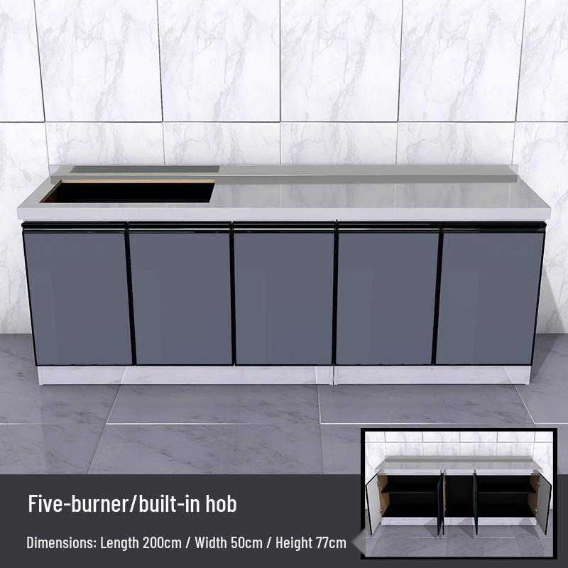 2-Meter Stainless Steel Waterproof Kitchen Cabinet with Sink for Household or Rental Use