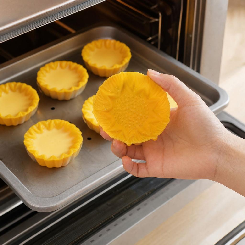 Heat Muffin Cups with Sunflower Design for Baking Cakes and Puddings