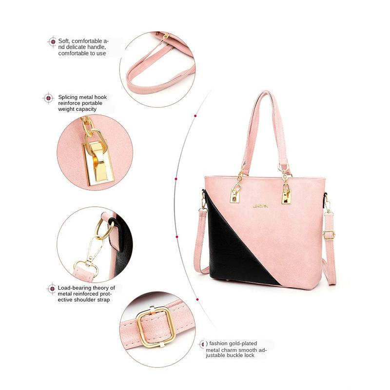 IELGY Damentasche, modische Nähte, vierteiliger Stil, große Handtasche, Umhängetasche