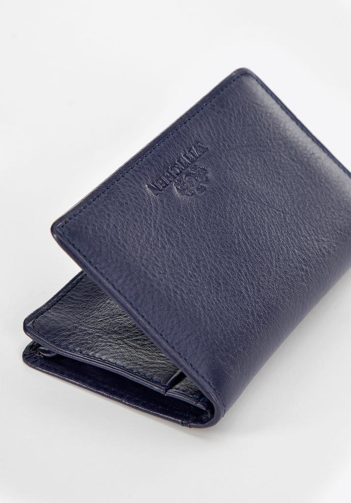 Wittchen Men's Leather Business Card Case, Horizontal, Navy Blue, Natural Leather