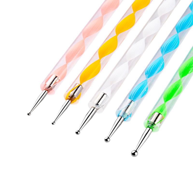 5Pcs Double-ended Nail Art Dotting Pens Ball End Dots Painting Pen Tool 2 Way Nail Art Design Tools for Nail Decorations