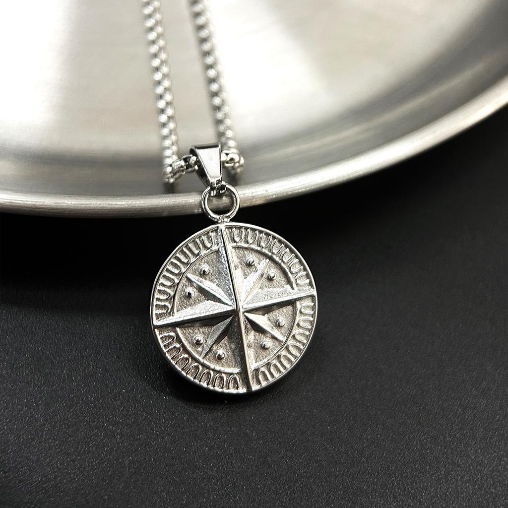 VAF New Design Silver/18K Gold Compass Pendant Necklace Jewelry 316L Stainless Steel Halskette Compass