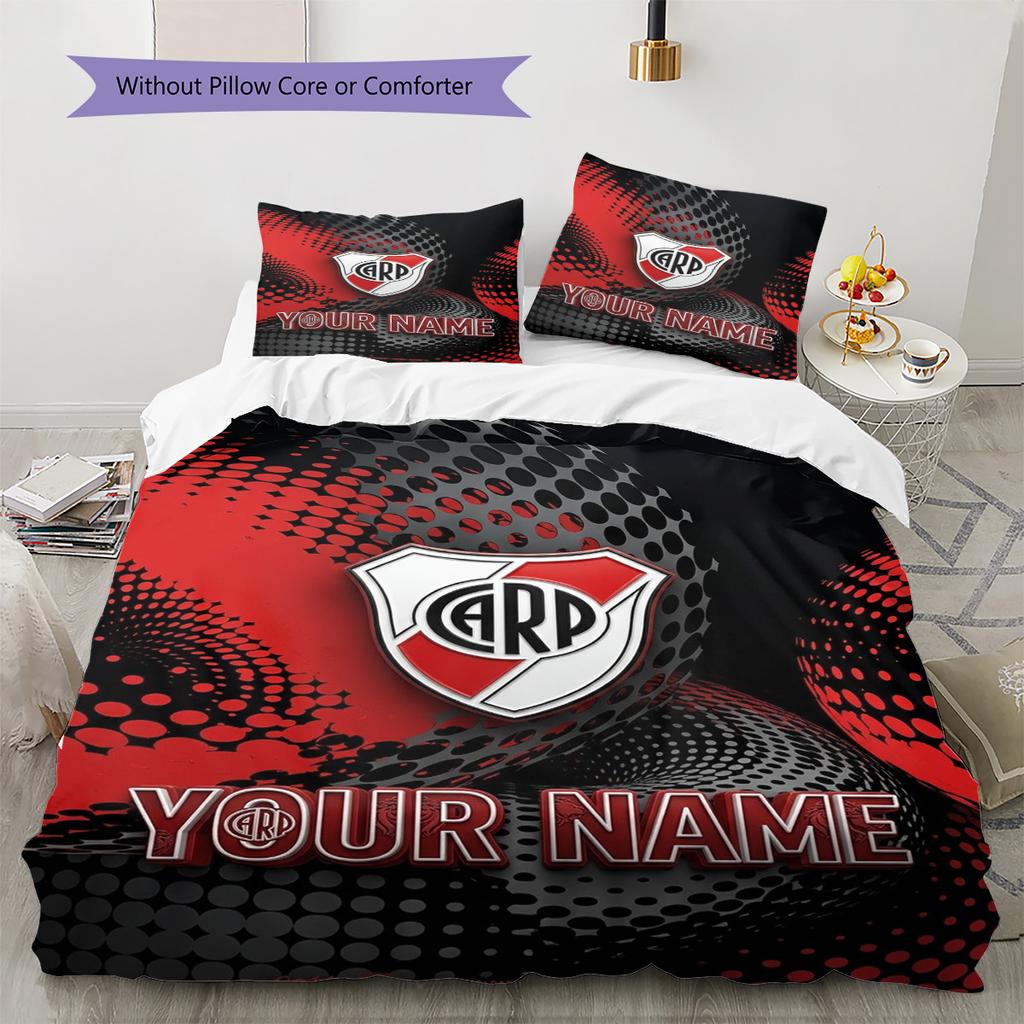 Name Custom River Plate Pattern Bedding Set Quilt Cover Pillowcase Home Decor Gift (1 * duvet cover + 2 * pillowcase, without core)