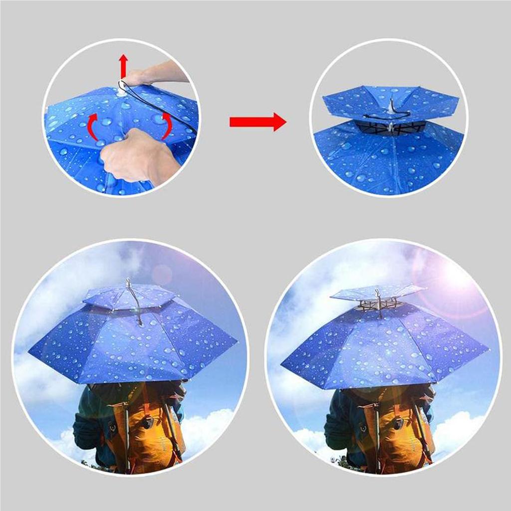 Double Layer Insulated Fishing Umbrella Hat Sun Protection Umbrella Hat Waterproof Breathable
