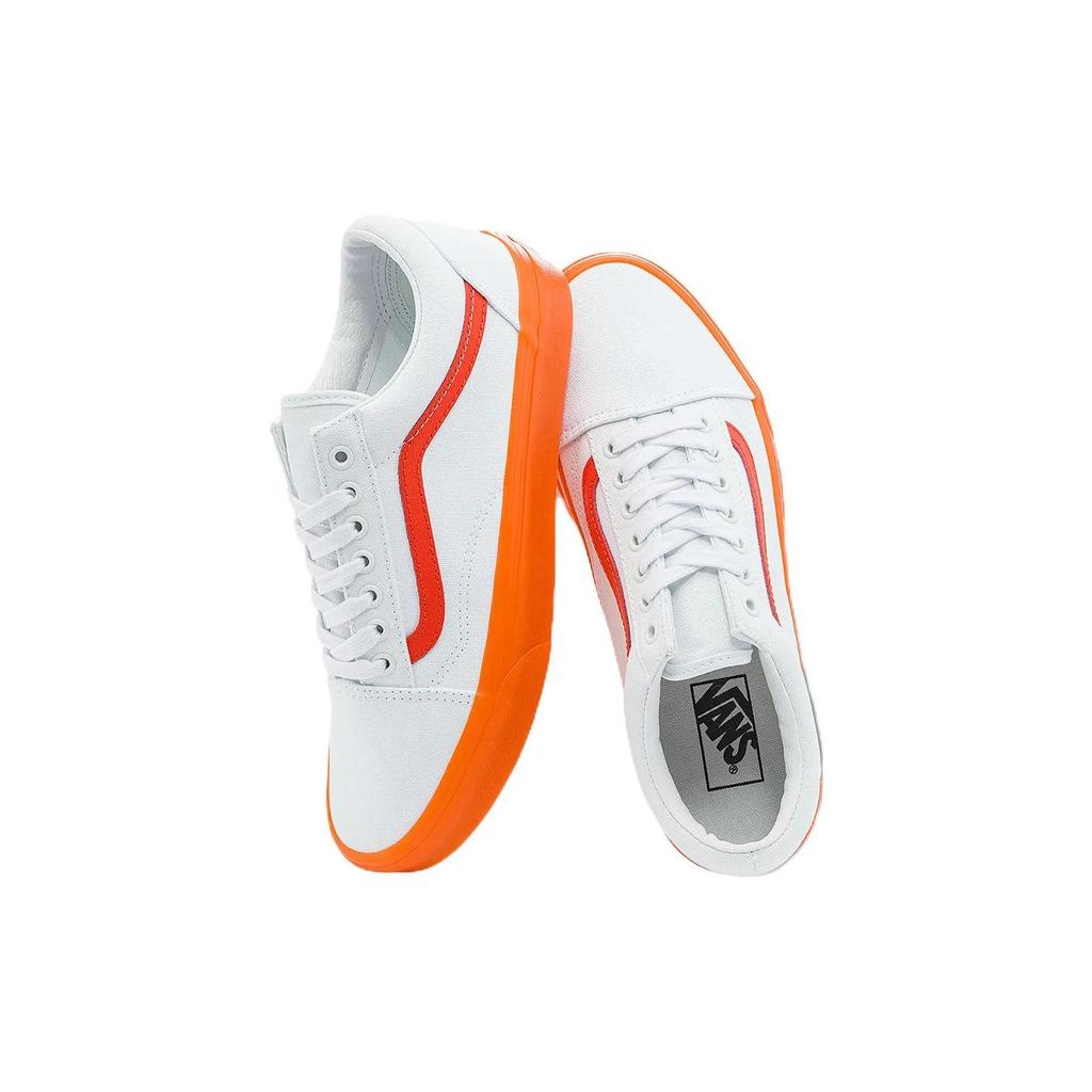 Vans Old Skool Casual Low Top Skate Shoes Small Orange Side Stripe Unisex 'White' (Unisex) Skate Shoes VN0000SBZ34