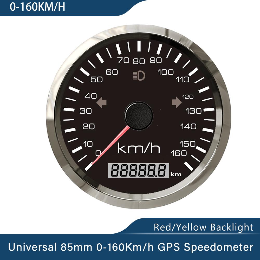 Waterproof 85mm GPS Speedometer 0-125 MPH 0-160 MPH 0-200 MPH for Snowmobile Motorcycle ATV UTV Total Mileage Adjustable 12V 24V