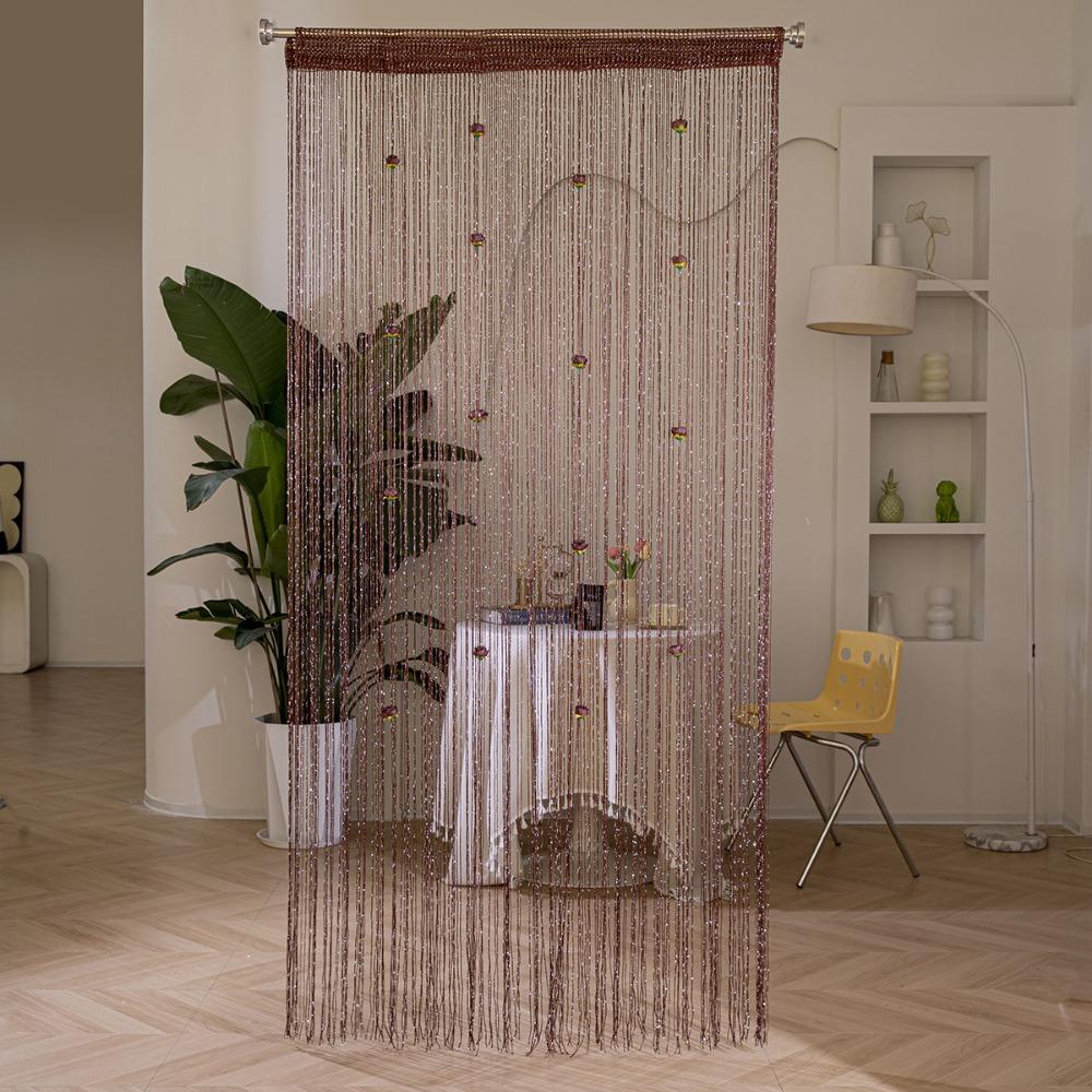 Shiny Rose Flower String Curtain Room Divider Tassel Window Curtain Door Curtain Home Decor