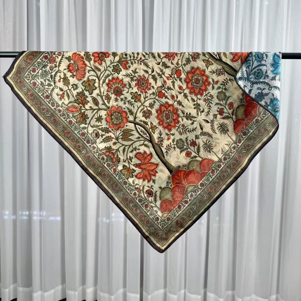 68x68cm Floral Velvet Scarf for Women Lightweight Square Scarves Elegant Spring/Summer Fashion Shawl Neckerchief Luxury