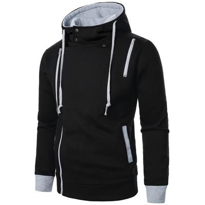 Herren Mode Kapuzen-Cardigan Sweatshirt mit seitlichem Reißverschluss