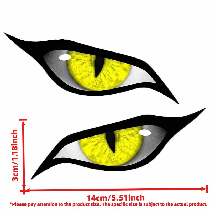 Car Sticker 3D Glossy Yellow Eye Car Sticker - For Rearview Side Mirror, Eye-catching Animal Eye Design Decal