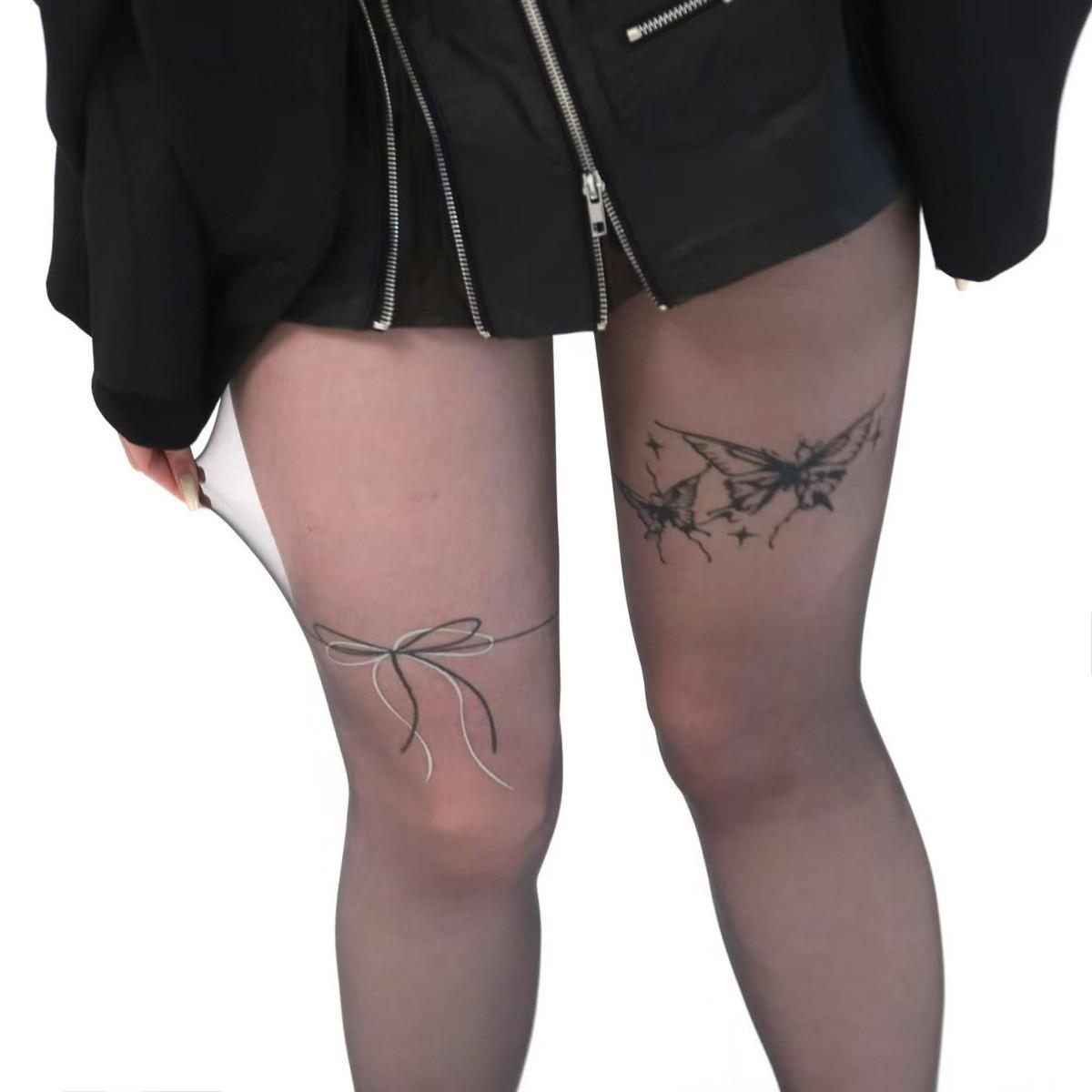 

Printed tattoo butterfly flesh color stockings female hottie pure desire white silk thin anti-hook silk skin beauty pantyhose pure desire [plus size]