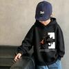 Y2K Trendy Art Rider Horse Print Warm Kids Hooded Sweatshirt, Autumn/Winter Kids' Casual Top