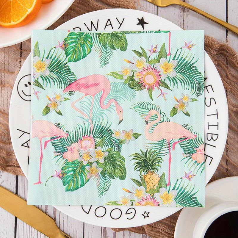 Cocktail Napkins Disposable 2-Ply Paper Party Napkin Pack, 33 X 33 Centimeters, Pink Flamingo Christmas, 20-Count