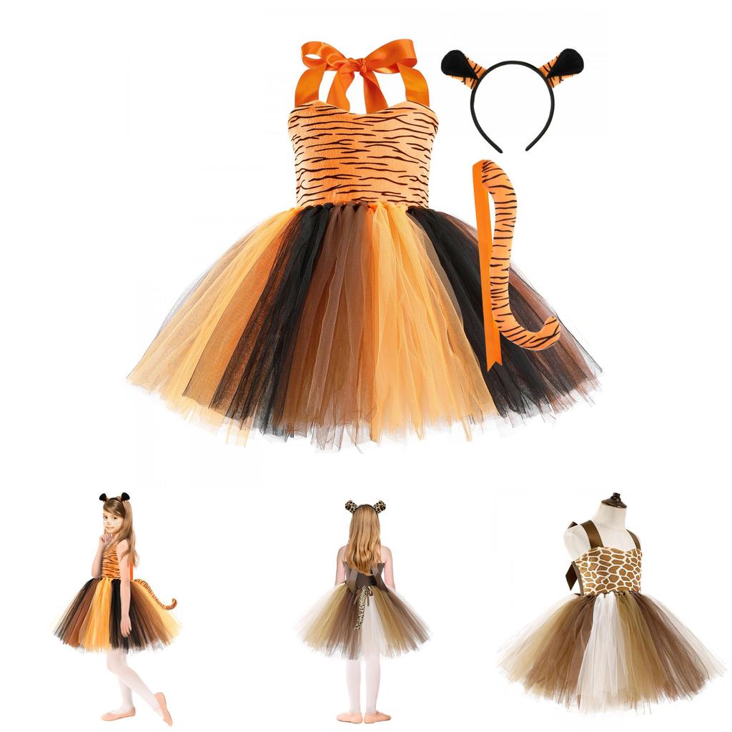 Adorable Leopard Giraffe Tiger Cosplay Costume Set For Girls