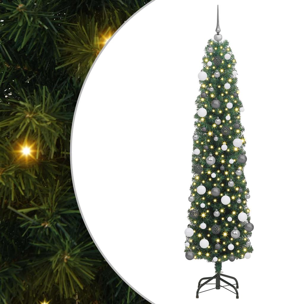 Artificial Christmas Tree with 300 LEDs and Stand Green 180 Cm