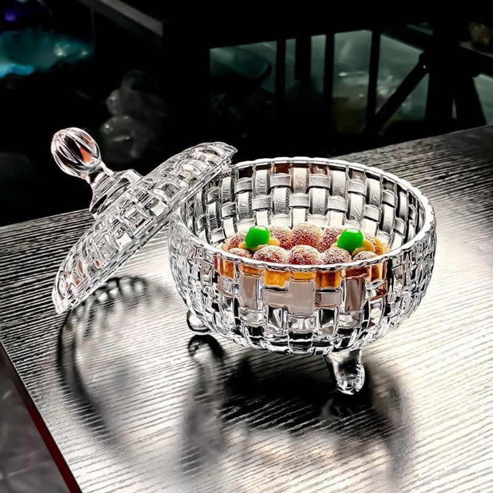 Elegantes Glas Europäischer Stil Süßigkeitenglas Staubdicht mit Deckel Halloween Süßigkeiten Aufbewahrungsbox Bunte Obstschale Nuss