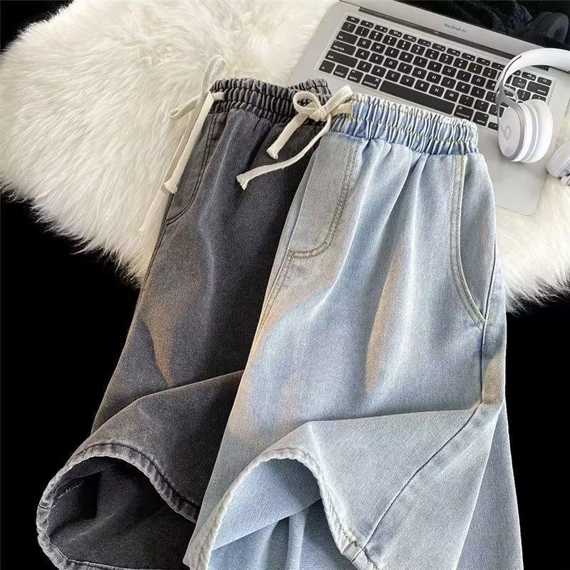 2024 Hong Kong Style Retro Washed Denim Drawstring Shorts