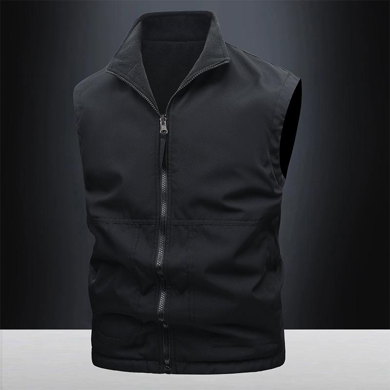 Polar Fleece Vest for Men In Autumn and Winter, with Flannel on Both Sides. Large Outdoor Casual Jacket with A Vest