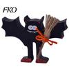 Halloween Home Decor Wooden Table Sign, Cute Ghost Witch Hat Bat Freestanding Tiered Artisan Crafted Wood Signs Tray Ornament, Rustic Farmhouse
