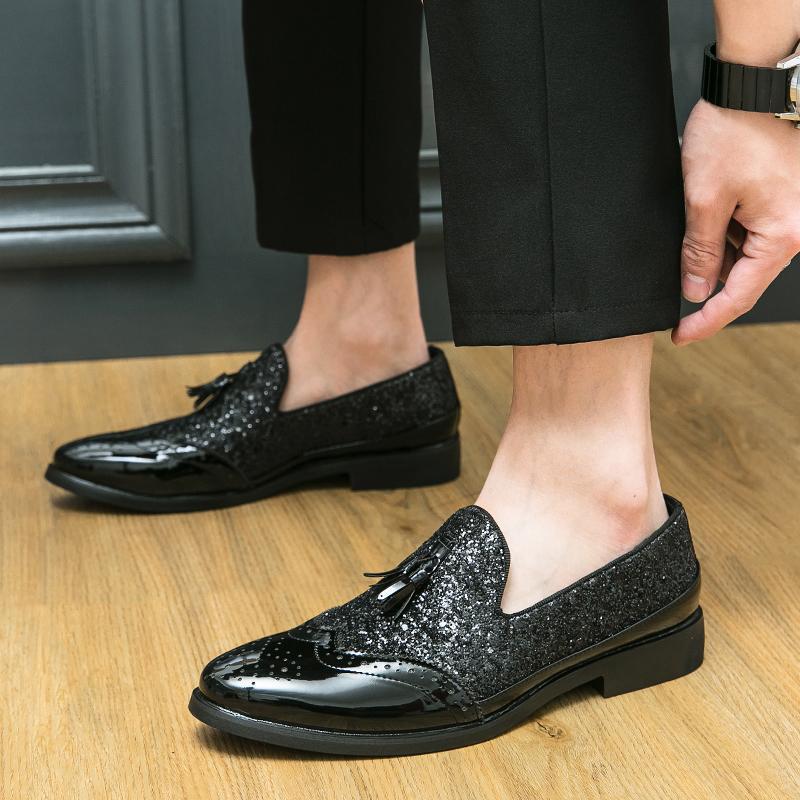 Teenie-Lederschuhe mit Pailletten in Übergröße, niedriger Schaft, Trend für vier Jahreszeiten, Slipper im Retro-Stil für draußen, bequeme Schuhe