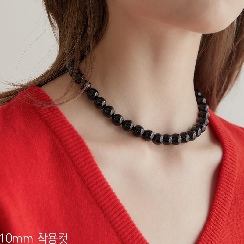 Korean Elegant Black Agate Minimalist Necklace for Women