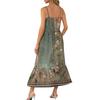Women's Long Beach Casual Elegant Spaghetti Strap Maxi Dress Floral Low-key Flowing Bohemian Dress