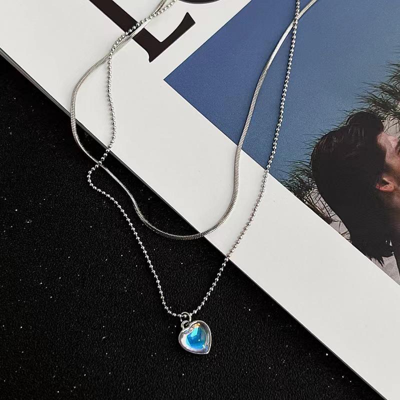 Heart-Shaped Moonstone Necklace for Women - Japanese-Korean Fashion, Stylish & Versatile Clavicle Chain