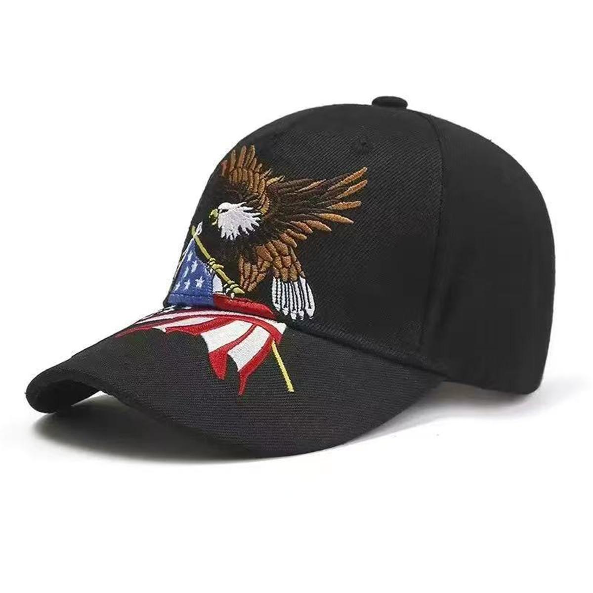 

Men USA US Flag Eagle Embroidered Baseball Cap Outdoor Adjustable Sunscreen Leisure Hat Spring Autumn Travel Tourism Beach Vacation чорний