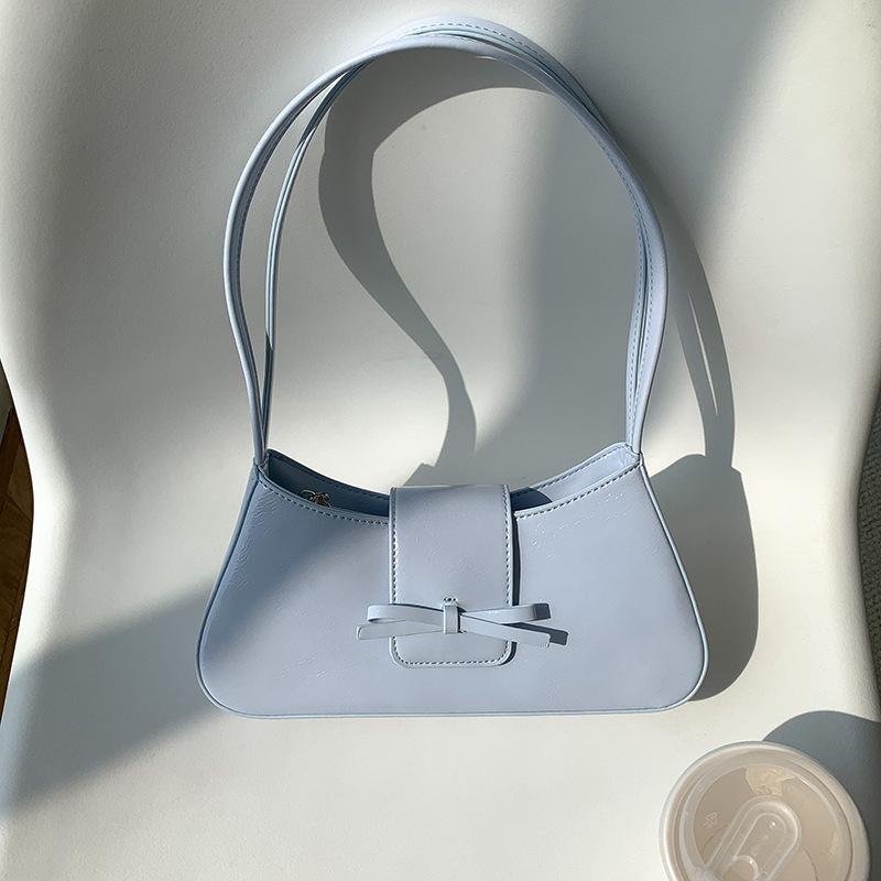 Fashion Versatile Single-shoulder Underarm Bag for Women Casual Pu Leather Small Square Bag with a Bow Tie for Commuter Travel