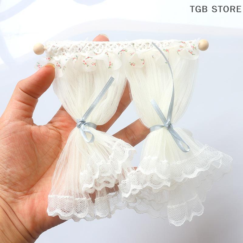 1/12 Lace Curtains Model Dollhouse Bedroom Living Room Decoration Dolls House Furniture Accessories Micro Scene Decor