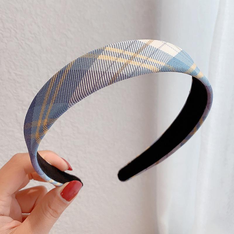 2 Stück/Set 2 cm dünner karierter Stoff-Haarreif für Frauen Mädchen tägliche Presse Haaraccessoires Koreanische JK Studentenuniform Kopfbedeckungen