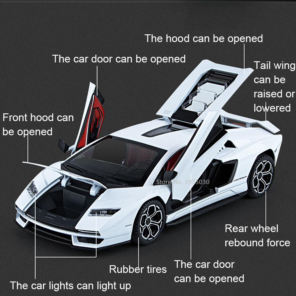 1/24 Lamborghini Countach LPI800-4 сплав спортивная модель автомобиля литая игрушечная — фото 3