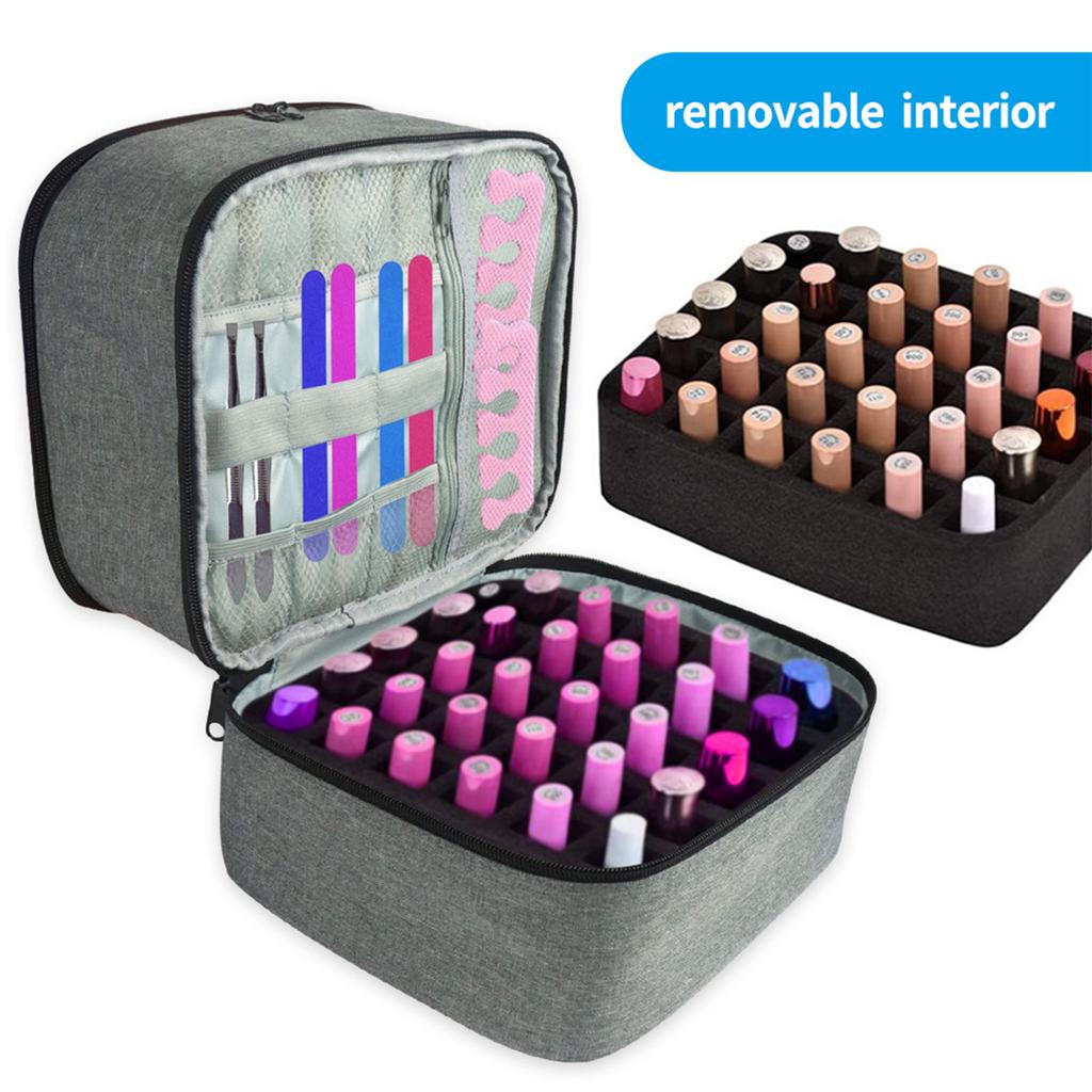 Nail Polish Storage Bag Travel Portable Organizer Double Layer Carrying Case Holds 30 Bottles for Fingernail Polish