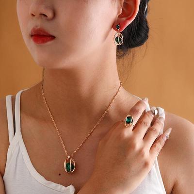 Trendy Geometric Women's Teardrop Jewelry Set - Necklace & Earrings