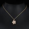 Elegant Zircon-Studded Rotatable Flower Pendant Necklace with Copper Inlay
