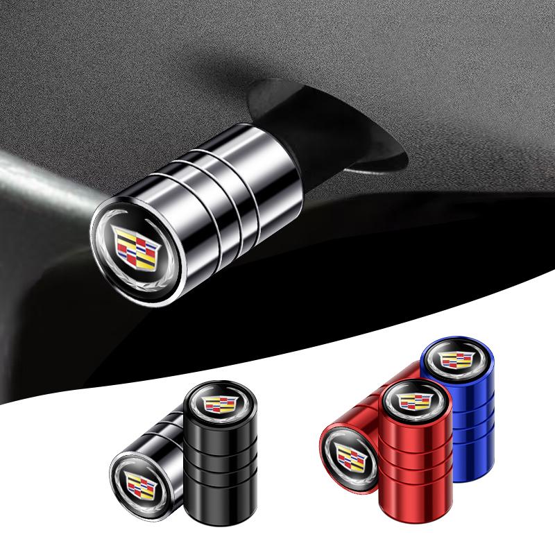 4PCS Car Tire Hub Valve Cover Metal Aluminum Metal Dust Cover Accessories For Cadillac Escalade GT4 XT4 ATS XT5 CTS XTS RS zh7