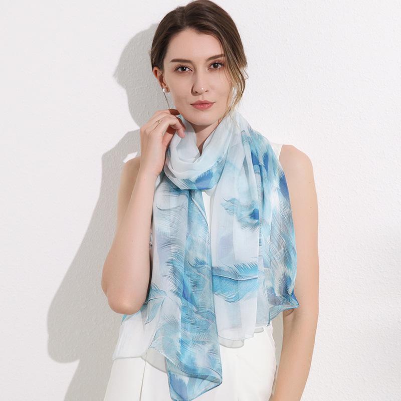Shanghai Story New Mulberry Silk Scarf Women's Summer Thin Versatile Printed Shawl Mom Gift Scarf