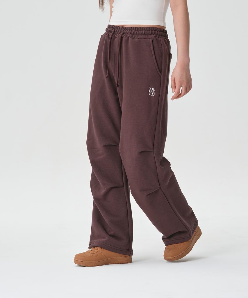 Bibeodeu Pintuck Wide Sweatpants [Brown]