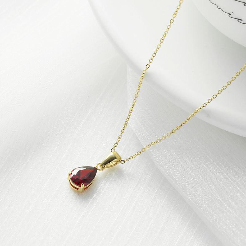 Versatile Personality and Temperament Zircon Necklace Simple Waterdrop Necklaces Fashion Age Reduction Colored Jewelry