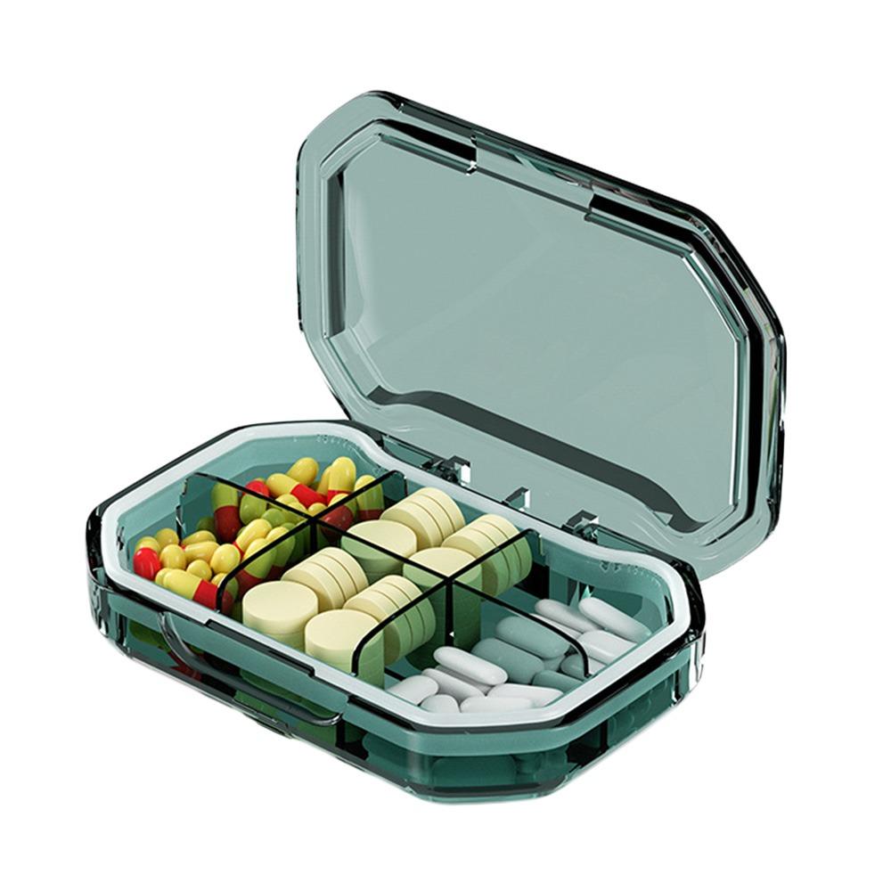 

Portable Pill Box Mini Medicines Storage Box Creative Pills Organizer Case Pills Green-6 Grids