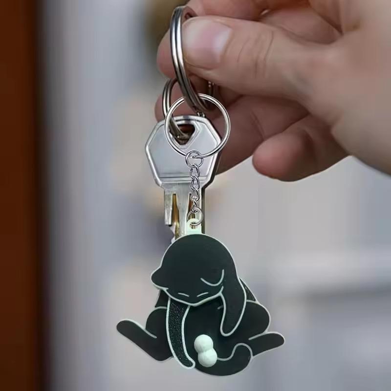 Anime Keychain Creative Pull Play Egg Cat Keychain Pendant Funny Rotatable Acrylic Bag Pendant Women Keyring Purse Car Keychain