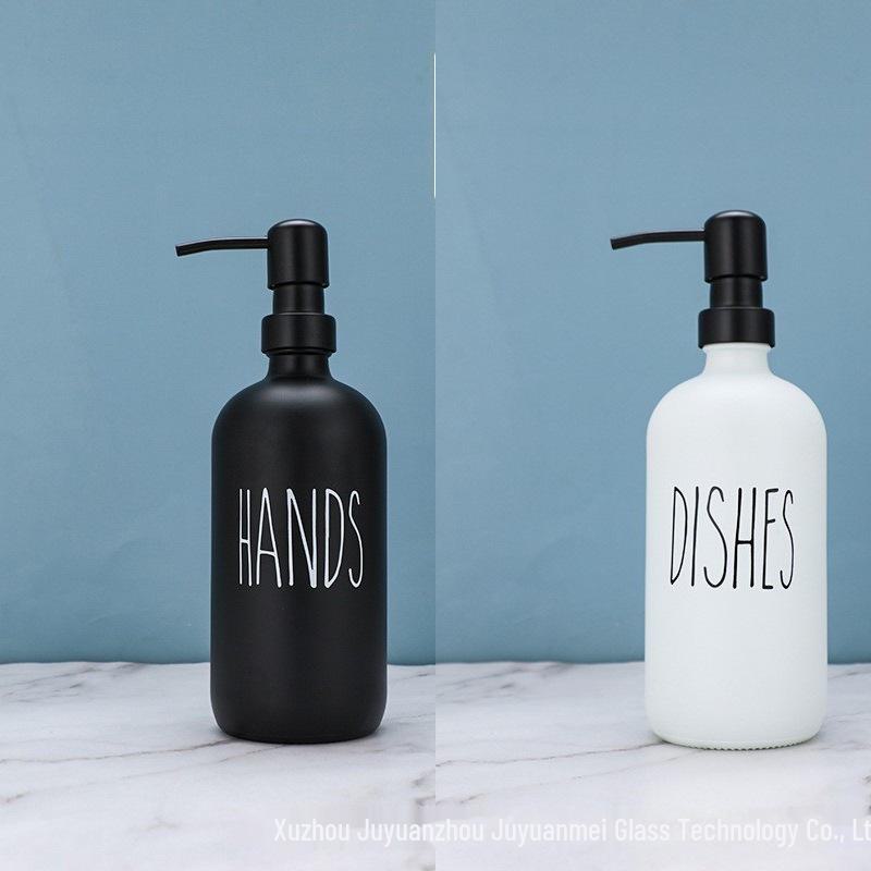 16,9oz Skleněný dávkovač na pleťové mléko a mýdlo, 500ml Opakovaně použitelná láhev na dezinfekci rukou