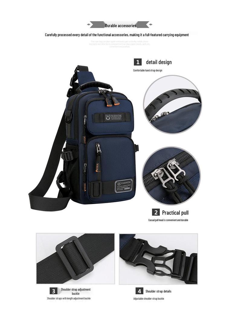 Men's Versatile Outdoor Crossbody Chest Bag - Large Capacity, Trendy, Multifunctional, Single Shoulder Bag.