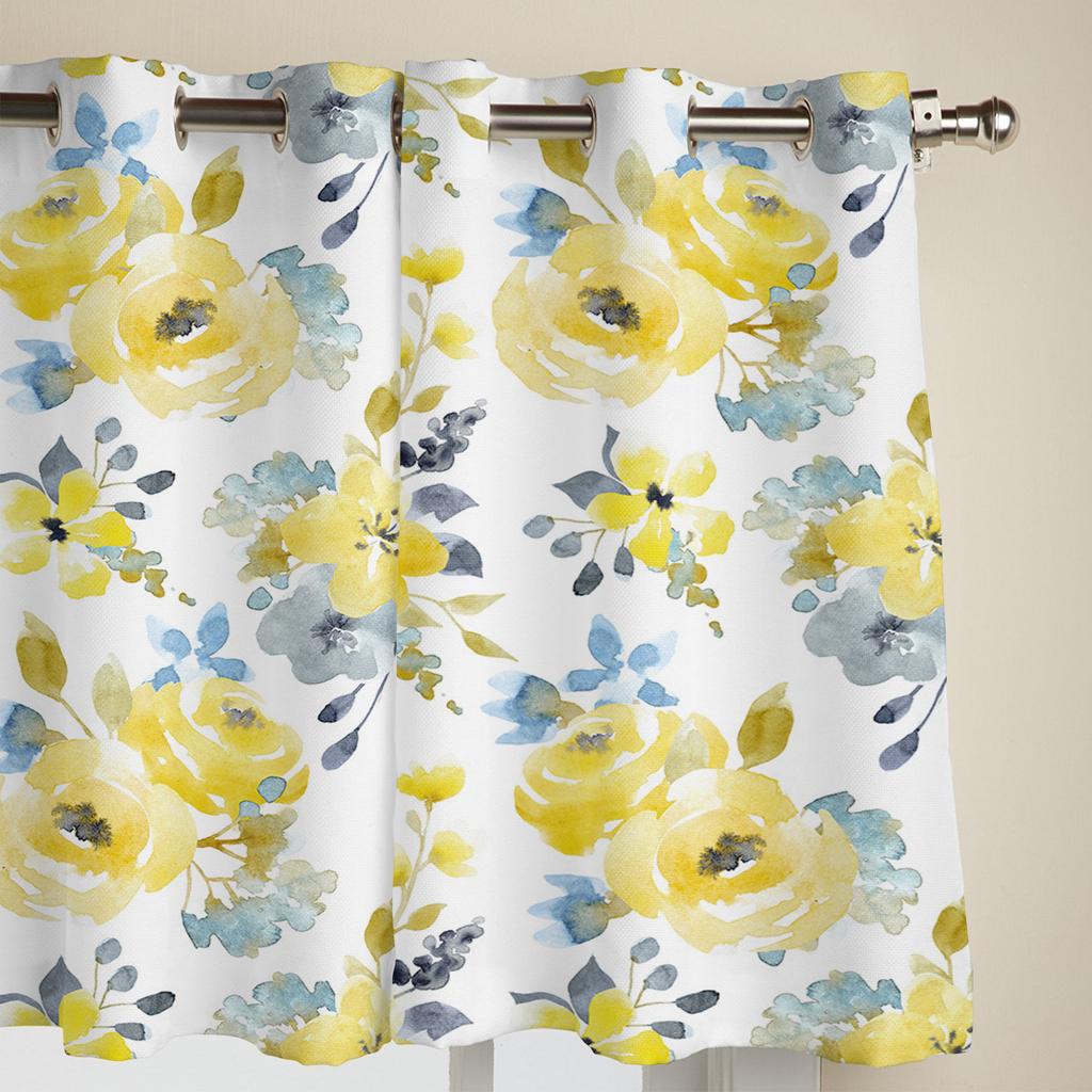 Watercolor Yellow Abstract Flower Modern Window Curtains for Living Room Bedroom Curtain Kitchen Treatment Blinds Drapes