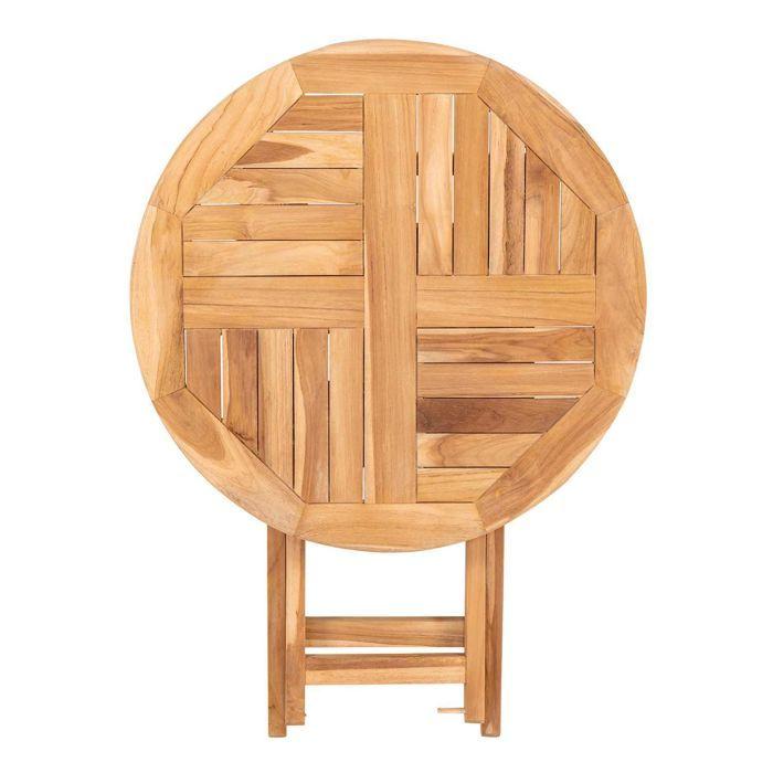 Garden Table Ø 70 Cm + 2 Teak Chairs