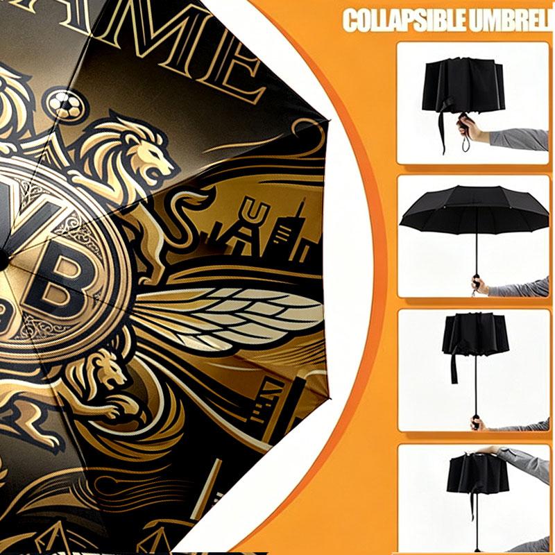 Custom Name Personalized Borussia Dortmund Bvb Print Umbrella, Auto Open Close, 8‑Rib Sturdy Frame, Commute Camping Hiking Use, Birthday Gift