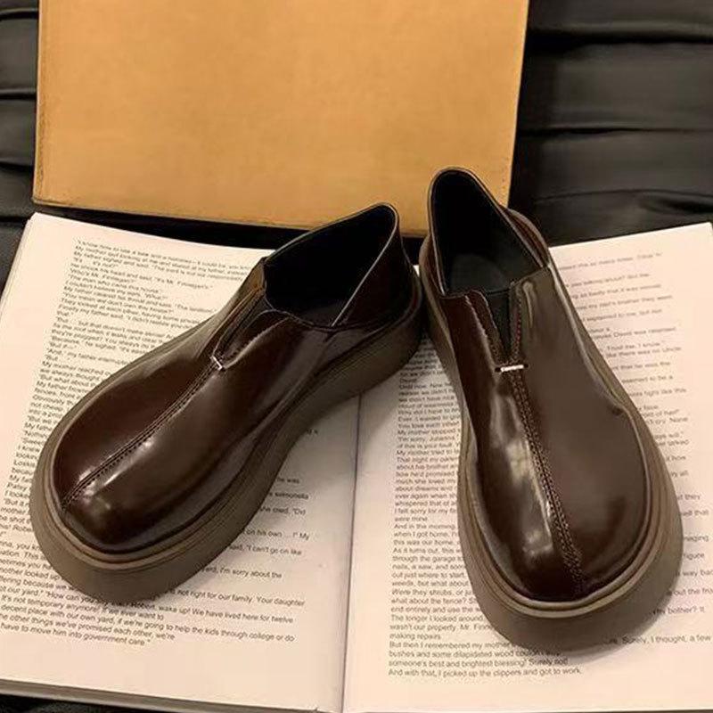 

Универсальные ретро лоферы на одной педали женские кожаные Birkenstocks весна 2025 новые туфли на платформе-маффине из маленькой кожи 40 темно-коричневого