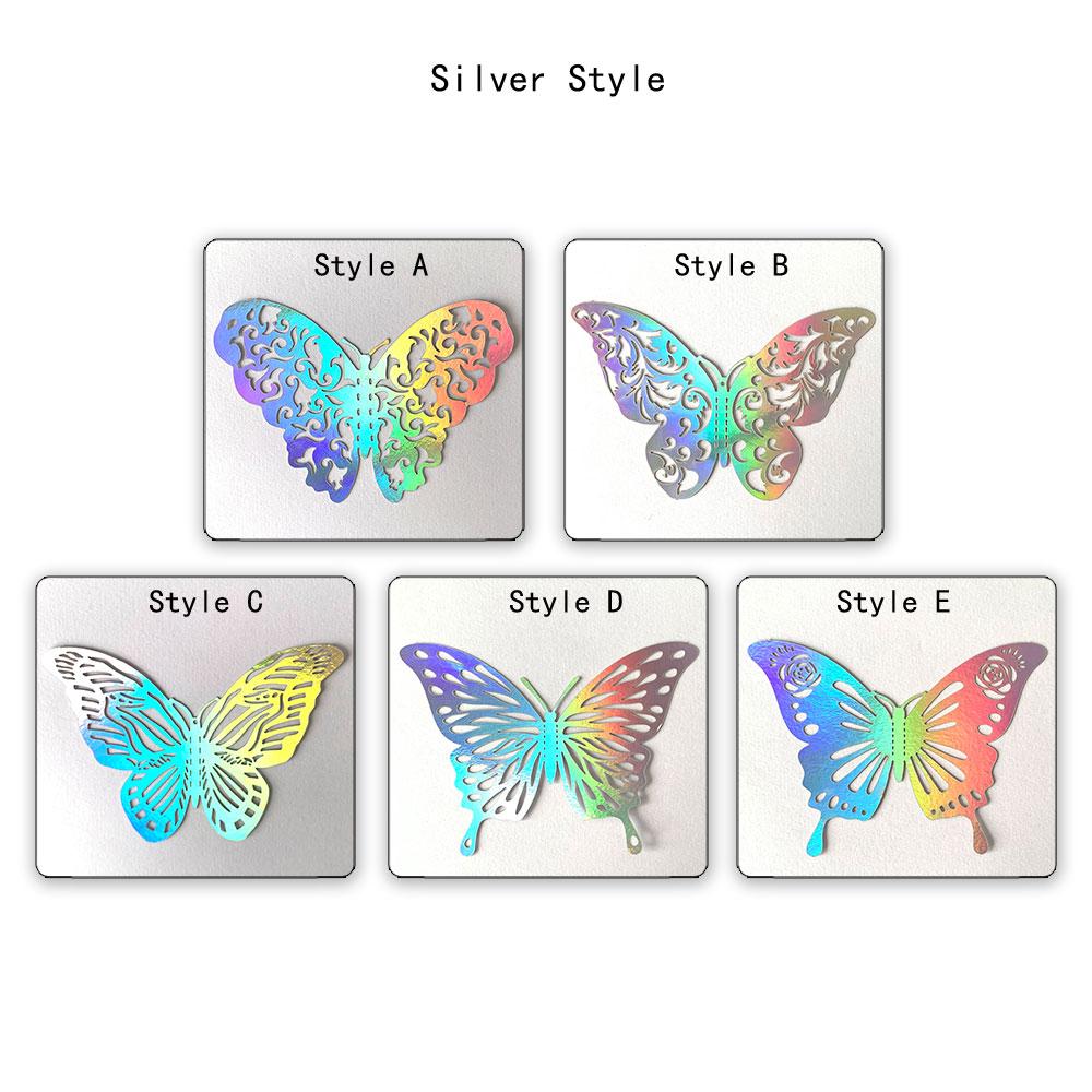 12 Pcs Colorful Silver 3D Hollow Butterfly Wall Sticker Wedding Decorations Living Room Home Decor Butterflies Decal Stickers