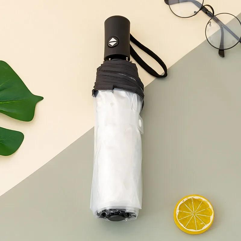 8-bone Transparent Umbrella with Automatic Folding Thick and Sturdy Clear Umbrella Light Travel Umbrella Elegant Rain Gear