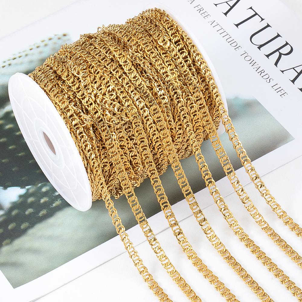 No Fade 1Meter Stainless Steel Gold & Silver Color Twist Stick Link Chain Bulk Chains for DIY Necklace Bracelet Jewelry Making
